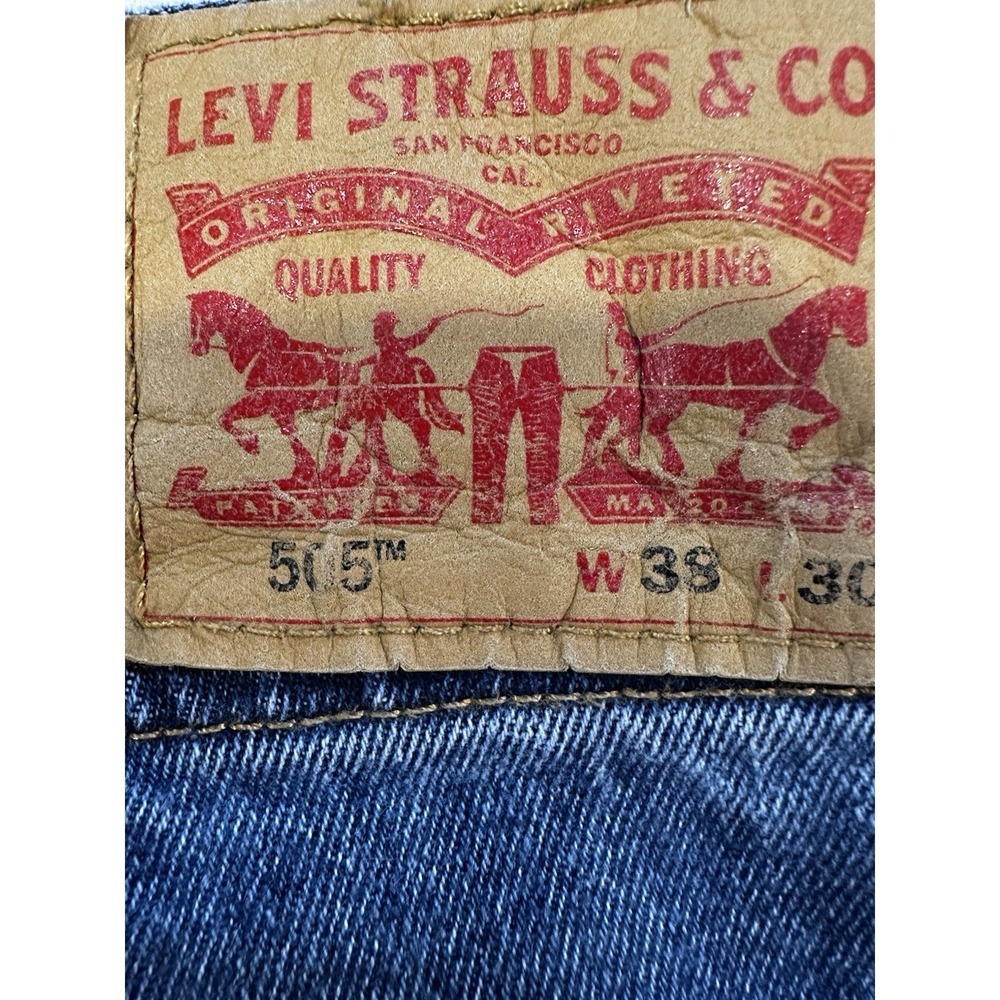 Levi's 505 Regular Fit Jeans Men 38x30 Med Wash Straight Leg Denim Classic - Picture 2 of 6